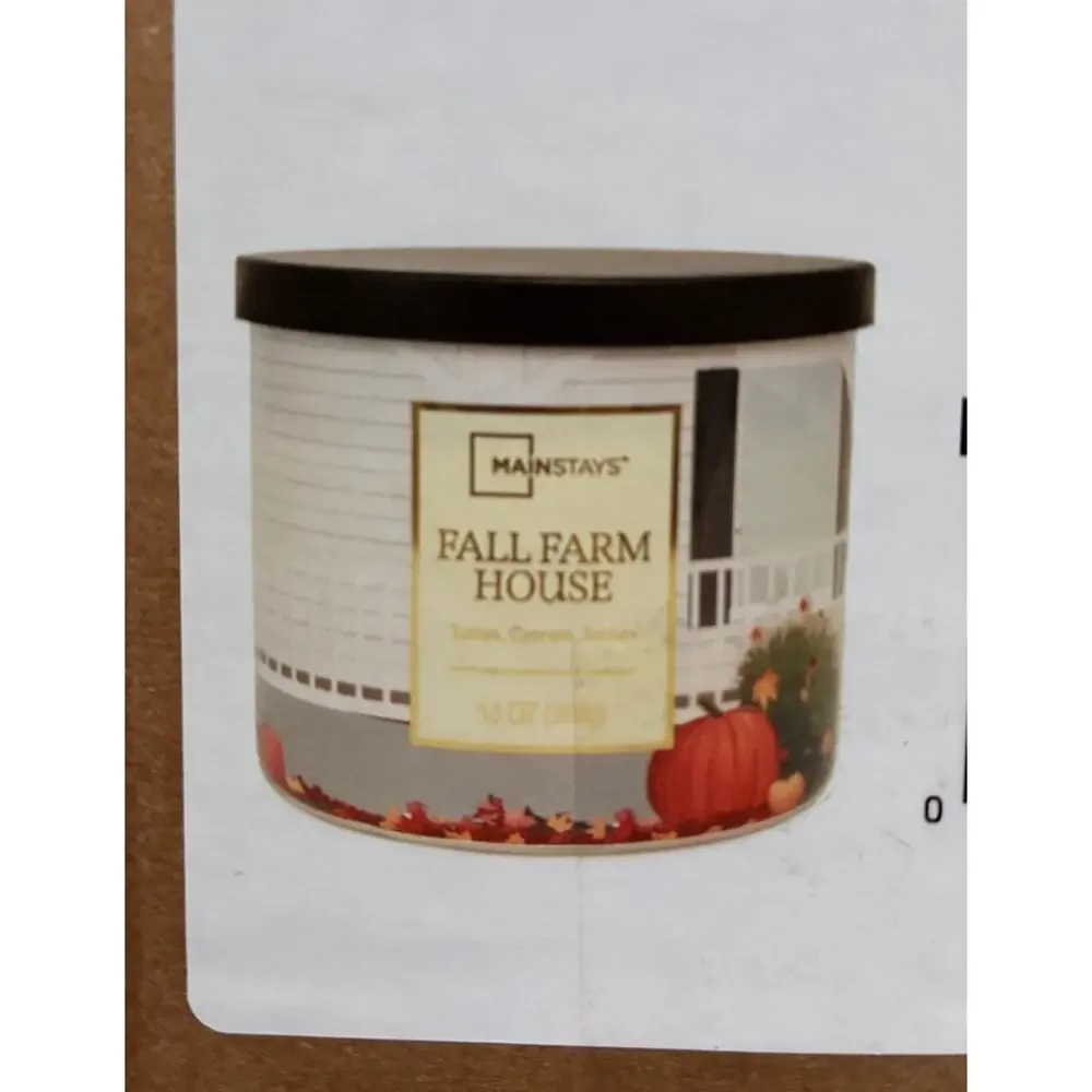 Mainstays Fall Farm House Scented Jar Candle, White/Gray Wax, 13 oz